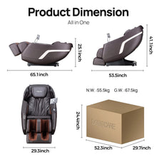 Load image into Gallery viewer, BOSSCARE Full Body Shiatsu Recliner Massage Chair Zero Gravity with USB and Heated - for Muscle Relief Home/Office Use (Brown)