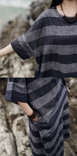 Load image into Gallery viewer, SOOMODA Women Striped Dress Cotton Linen Robes