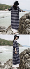 Load image into Gallery viewer, SOOMODA Women Striped Dress Cotton Linen Robes