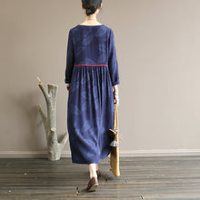 Load image into Gallery viewer, SOOMODA Vintage Jacquard Dress O-Neck Long Sleeve