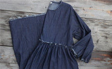 Load image into Gallery viewer, SOOMODA Solid Patchwork O-Neck High Waist Dress