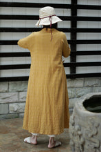 Load image into Gallery viewer, SOOMODA Half Sleeve V-Neck Loose Vintage Tie Dress