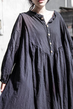 Load image into Gallery viewer, SOOMODA Loose Dress Button Vintage Lantern Sleeve