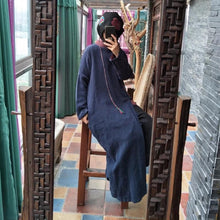 Load image into Gallery viewer, SOOMODA Women Dark Blue Vintage Dresses