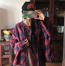 Load image into Gallery viewer, SOOMODA Plaid Red Jackets Coats Women Cotton Linen