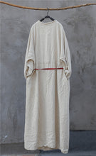 Load image into Gallery viewer, SOOMODA Vintage Linen Dress Women Bandage Robes