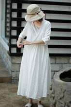 Load image into Gallery viewer, SOOMODA Half Sleeve V-Neck Loose Vintage Tie Dress