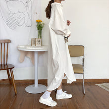 Load image into Gallery viewer, Vintage Maxi Dress Long Sleeve Turn Down Collar