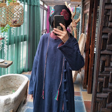 Load image into Gallery viewer, SOOMODA Women Dark Blue Vintage Dresses