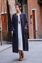 Load image into Gallery viewer, SOOMODA Long Sleeve Pocket Solid Linen Trench Coats