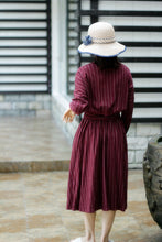 Load image into Gallery viewer, SOOMODA Striped Bandage Dresses V-Neck Long Sleeve