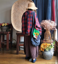 Load image into Gallery viewer, SOOMODA Plaid Red Jackets Coats Women Cotton Linen