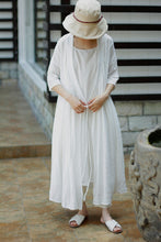 Load image into Gallery viewer, SOOMODA Half Sleeve V-Neck Loose Vintage Tie Dress