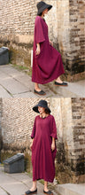 Load image into Gallery viewer, SOOMODA Vintage Loose Solid Pockets Long Dress