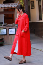 Load image into Gallery viewer, SOOMODA Long Sleeve Pocket Solid Linen Trench Coats
