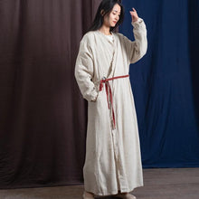 Load image into Gallery viewer, SOOMODA Vintage Linen Dress Women Bandage Robes