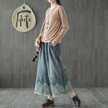 Load image into Gallery viewer, SOOMODA Embroidery Pockets Loose Full Length Pants