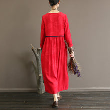Load image into Gallery viewer, SOOMODA Vintage Jacquard Dress O-Neck Long Sleeve