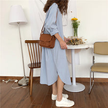 Load image into Gallery viewer, Vintage Maxi Dress Long Sleeve Turn Down Collar