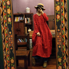 Load image into Gallery viewer, SOOMODA V-Neck Long Sleeve Dress
