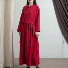 Load image into Gallery viewer, SOOMODA Women Chinese Style Robes Button Maxi Dress