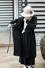 Load image into Gallery viewer, SOOMODA Striped Bandage Dresses V-Neck Long Sleeve