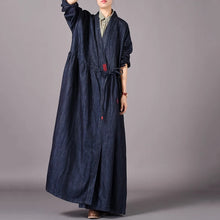 Load image into Gallery viewer, Loose Denim Embroidered Long Sleeve Trench Coat
