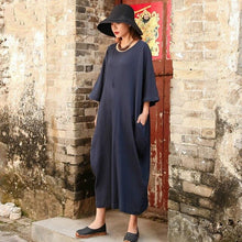 Load image into Gallery viewer, SOOMODA Vintage Loose Solid Pockets Long Dress