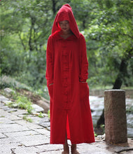 Load image into Gallery viewer, SOOMODA Linen Long Sleeve Hooded Trench Coat