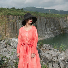 Load image into Gallery viewer, SOOMODA Bandage Long Dresses Vintage O-Neck