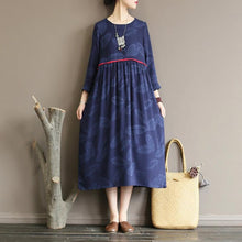 Load image into Gallery viewer, SOOMODA Vintage Jacquard Dress O-Neck Long Sleeve