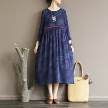 Load image into Gallery viewer, SOOMODA Vintage Jacquard Dress O-Neck Long Sleeve