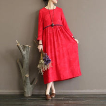 Load image into Gallery viewer, SOOMODA Vintage Jacquard Dress O-Neck Long Sleeve