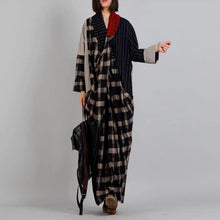 Load image into Gallery viewer, Linen Plaid Dress Female V-neck Split Design