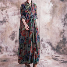 Load image into Gallery viewer, Spring Fall Cotton Linen Printed Floral Loose Dress