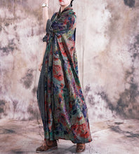 Load image into Gallery viewer, Spring Fall Cotton Linen Printed Floral Loose Dress