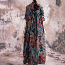 Load image into Gallery viewer, Spring Fall Cotton Linen Printed Floral Loose Dress