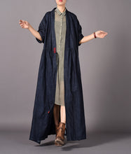Load image into Gallery viewer, Loose Denim Embroidered Long Sleeve Trench Coat