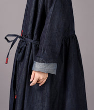 Load image into Gallery viewer, Loose Denim Embroidered Long Sleeve Trench Coat