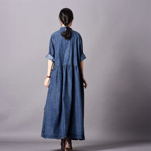 Load image into Gallery viewer, Plus Size Embroidered Denim  Trench Coat