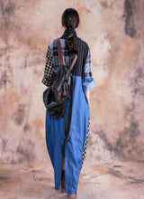 Load image into Gallery viewer, Plaid Patchwork Cross V neck Spliced Dress