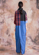Load image into Gallery viewer, Plaid Patchwork Cross V neck Spliced Dress