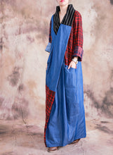 Load image into Gallery viewer, Plaid Patchwork Cross V neck Spliced Dress