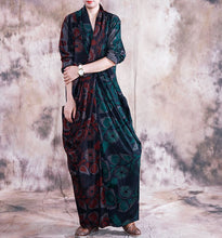 Load image into Gallery viewer, Women Autumn Print Pathwork V Neck Dress
