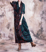Load image into Gallery viewer, Women Autumn Print Pathwork V Neck Dress