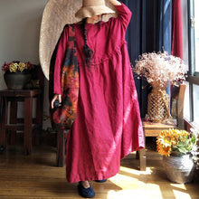 Load image into Gallery viewer, SOOMODA Women Linen Bat Sleeve Dress