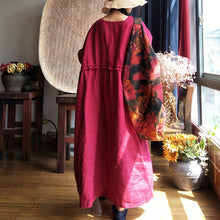 Load image into Gallery viewer, SOOMODA Women Linen Bat Sleeve Dress