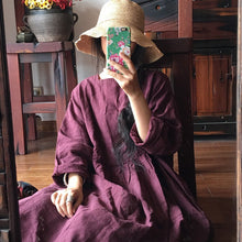 Load image into Gallery viewer, SOOMODA Women Linen Bat Sleeve Dress