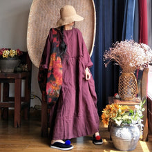 Load image into Gallery viewer, SOOMODA Women Linen Bat Sleeve Dress