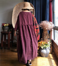 Load image into Gallery viewer, SOOMODA Women Linen Bat Sleeve Dress